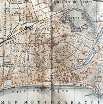 Map Nice Mediterranean #1 Southern France Rare 1914 Lithograph WW1 Era WHBS - £39.53 GBP