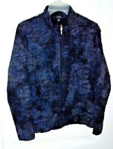 Vintage TONI MORGAN Long Sleeve Zip Up Jacket Navy Blue Women&#39;s Size Med - £13.88 GBP