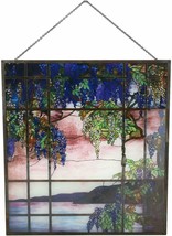 Ebros Louis Comfort Tiffany Landscape Window Oyster Bay Stained Glass Art Panel - £111.90 GBP
