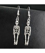 SKELETON EARRINGS 2.4&quot; Halloween Skull Drop Dangle Stainless Steel Ear W... - $148.39 MXN