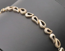 925 Silver - Vintage Modernist Rough Surface Swirly Drop Link Bracelet - BT10150 - $92.40