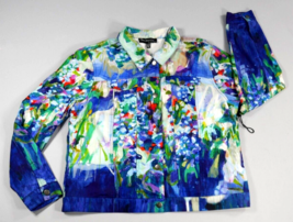 Claire Desjardins Artistic Expression Jacket Blue Watercolor Floral Wome... - $59.49