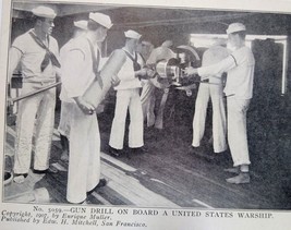 Navy Gun Drill Warship Military Postcard 1907 Mitchell Muller Sailors Weapons - $15.30