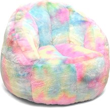 Heritage Kids Sorbet Dreams Rainbow Fur Kids Bean Bag Chair, Multicolor, Large - £49.59 GBP