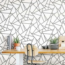 Black Fracture Peel And Stick Wallpaper By Roommates. - £35.53 GBP