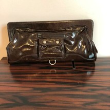NWOB POLLINI Chocolate Brown Patent Leather Clutch Purse  - $123.75