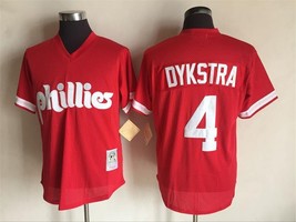 Phillies #4 Lenny Dykstra Jersey Old Style Uniform Red - £35.20 GBP
