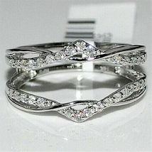 14K White Gold Plated  Round Cut Diamond  Womens Enhancer Wrap Wedding Ring - £97.71 GBP