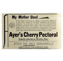 Ayers Cherry Pectoral Medicine 1894 Advertisement Victorian Worlds Fair ADBN1ee - £13.98 GBP