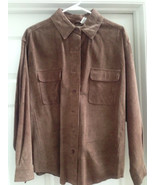 NEW:Sarah Chapman Leather Suede Shirt Brown  Women&#39;s Size L - $129.99