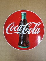 Cola Cola Porcelain Enamel Button Sign Bottle Ande Rooney A - $101.57
