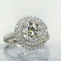 GIA 3.07 TCW Round Brilliant Diamond Engagement Ring 18k White Gold - £7,008.08 GBP