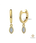 Lab Grown Diamond Marquis Hoop Earrings Huggie Earrings 14k Gold Tiny Ea... - $8,701.05 MXN+