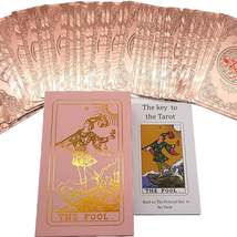 Rose Pink Gold Foil Tarot Deck | Plastic Waterproof Tear-Resistant Cards... - £32.28 GBP