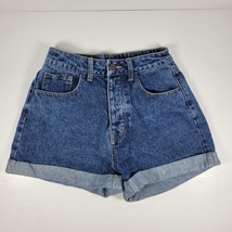 Forever21 womens high rise cuffed denim shorts size 27 Button Fly classi... - $15.96