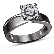 White Simulated Diamond Black Gold Plated 925 Silver Womens Engagement R... - $1,192.56 MXN