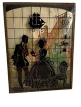 Vintage Couple having tea Reverse Painted Silhouette with Convex Glass Wall Art - £21.16 GBP