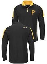 Majestic Men&#39;s Pittsburgh Pirates 1/4 Zip Long Sleeve Wind Jacket, Black, Small - £22.15 GBP