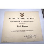 Vtg US Army Certificate Achievement Chief Security Police Schenectady De... - $20.00