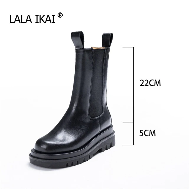 LALA IKAI Autumn Chelsea Boots  Boots Women  Shoes PU Leather  Ankle Boots Black - £243.74 GBP