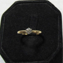 GEM 14k Yellow Gold Lo .19ct Diamond Solitaire Engagement Ring Sz 6 Beau... - £235.35 GBP