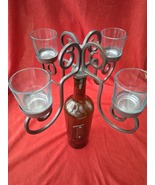 Old River Road Metal Wine Bottle Topper Candelabra for 4 Taper/Dinner Ca... - $39.99