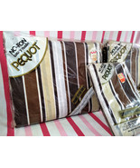 Groovy 1970s NOS Spring Mills Pequot MoD Stripe Double Flat Fitted &amp; Pil... - £30.44 GBP