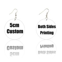 3 Sizes Custom-Made Round African Wooden Drop Earrings Personalized Photos Print - £75.09 GBP