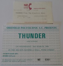 Thunder 1990 Original 2 Ticket Stubs Newport Centre + Sheffield Polytech... - £10.02 GBP