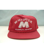 Vintage mesh snapback trucker style hat maroon red may pipe and supply c... - $26.68