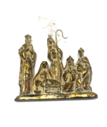 Gold Antiqued Nativity Wisemen and Holy Family 4&quot; x 4&quot; Christmas Ornament - $9.90