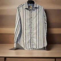 Robert Graham Flip Cuff Sheep Print Medium Button Down Long Sleeve Striped Shirt - £28.69 GBP