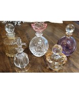 Oleg Cassini &amp; Illusion Crystal &amp; Glass Perfume Bottle 5pc Lot Boudoir V... - $75.44 CAD