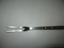 Vintage Flint Stainless USA 2 Prong Serving Meat Fork-Wood Handle - £7.95 GBP