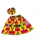 2 Pcs African Print Kids Kente Skirt Clip Bow. Sz  3t/4t - £16.63 GBP