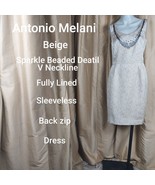 Antonio Melani Beige Beaded Deatil Neckline Back Zip Dress Size 4 - £22.98 GBP