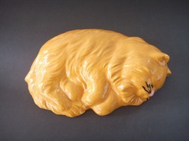 Primitive Sleeping Red Orange Tabby Cat Figurine Kitten Kitty Statue Shelf Decor - £4.78 GBP
