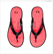 Under Armour Girl&#39;s Marbella V Flip-Flop Sandals Black/Pink Size 1 -3 - £23.52 GBP