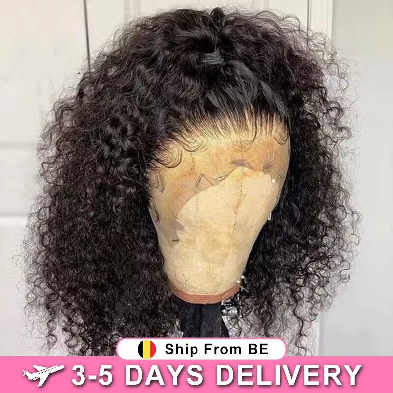Sapphire Curly Human Hair Wigs 13x4 Lace Front Wig Kinky Curly Wig Preplucked - £40.06 GBP+