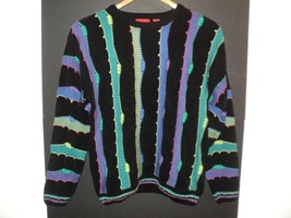 NEW J. Simon Men&#39;s Sweater M Size Medium Crewneck Black &amp; Multi Acrylic/... - £25.01 GBP