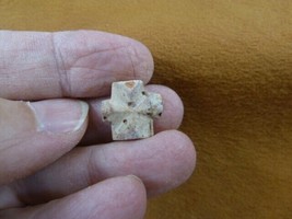 (CR592-3) 1/2&quot; Petite Fairy Stone CHRISTIAN CROSS Staurolite Crystal MATRIX - £9.72 GBP