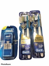 Oral B Tooth Brushes Lot Of (4) Soft Bacteria Guard Bristles Brushes+Glide Floss - $16.17