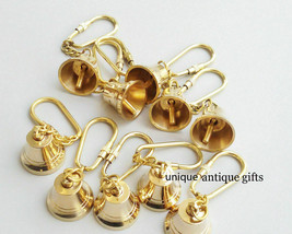 Antique Nautical Vintage Brass Bell KeyChain Keyring Lot of 10 pcs - £22.35 GBP