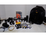 2 Olympus OM 1 35mm SLR Film Cameras with Lenses Filters Backpack and More - $1,371.98