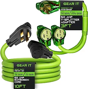 GearIT 50A RV Extension Cord (10ft) and 50A Y Splitter Cord - £233.04 GBP