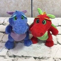 Aurora Dragon Dragons Plush Lot Of 2 Stuffed Animals Red Blue Flaw-No Sounds - £7.38 GBP