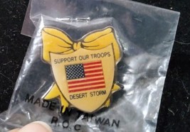 Support Our Troops Desert Storm Yellow Ribbon US Flag Pinback Hat Lapel Pin - £9.59 GBP