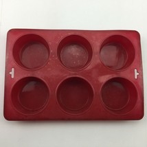 Silicone Muffin Cup Cake Mold Tray Red 6 Cavity Holes - £18.37 GBP
