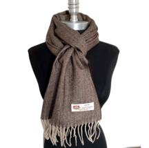 Fast Men&#39;s 100% CASHMERE Scarf Brown/Beige Herring Bone Twill Design Wool #oct9 - £13.51 GBP