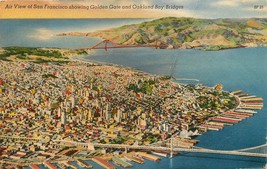 DB Postcard CA D767 Air View San Francisco Golden Gate Oakland Bay Bridges As Is - £3.21 GBP